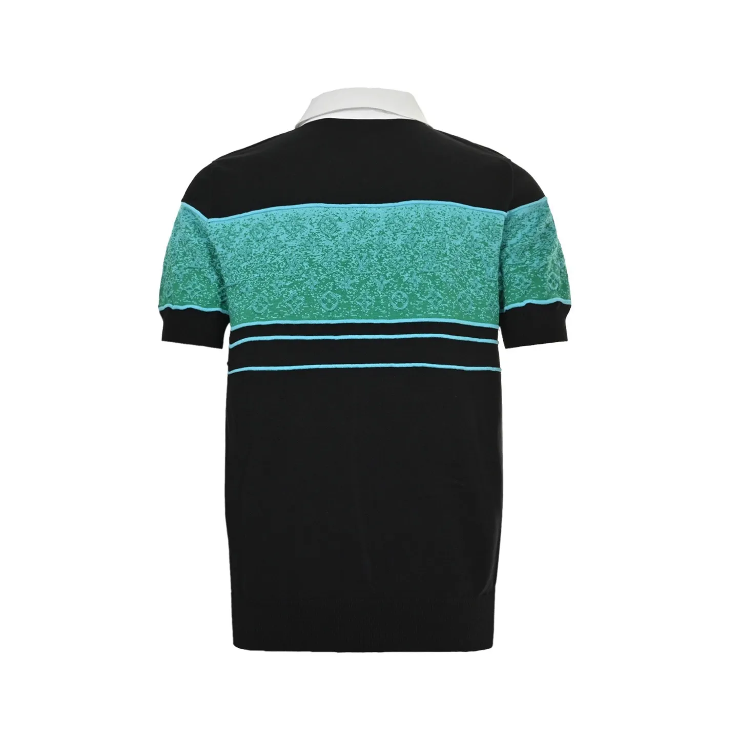 Louis Vuitton/Louis Vuitton 25ss gradient old flower jacquard color block knitted Polo short sleeves